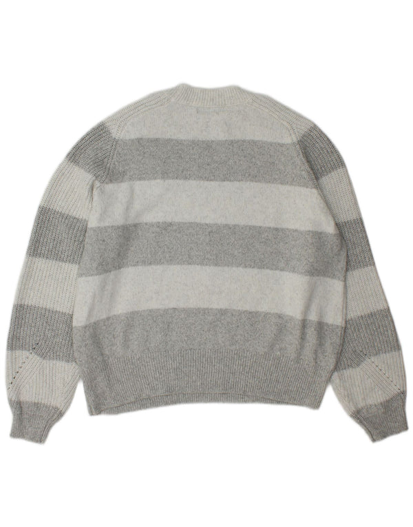 Maglione maglione girocollo da donna Marks & Spencer UK 16 grandi righe grigie