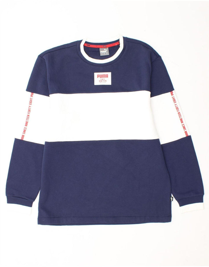 Felpa grafica da uomo PUMA, maglione piccolo, colore blu navy
