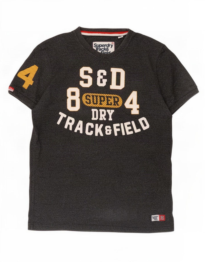 T-shirt grafica da uomo Superdry Top grande in cotone grigio