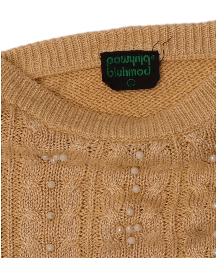 Bluhmod maglione da donna girocollo vestibilità ampia UK 16 grande lino beige