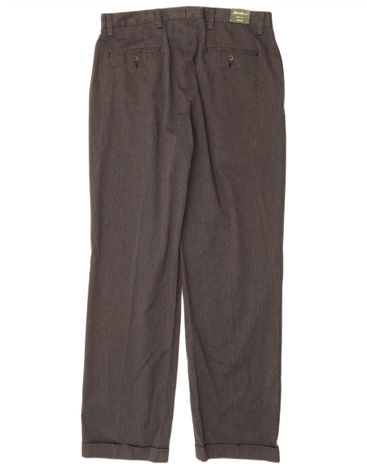EDDIE BAUER Pantaloni chino con pegged vestibilità classica da uomo W36 L36 cotone grigio