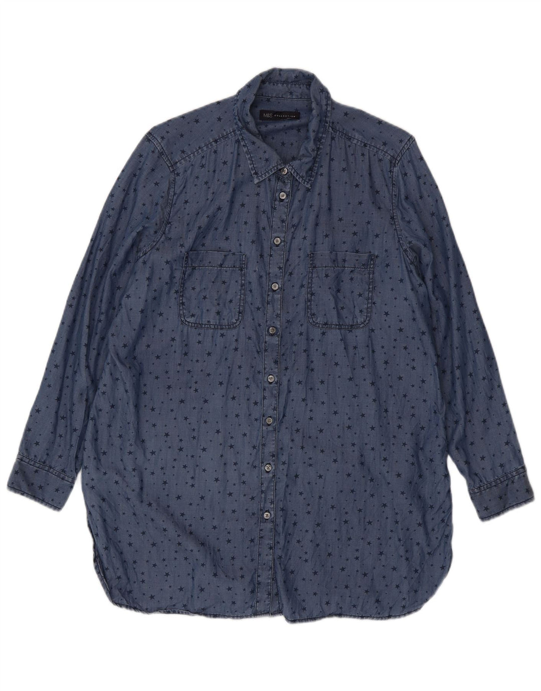 Camicia Marks & Spencer da donna con motivo astratto lungo UK 16 grande blu