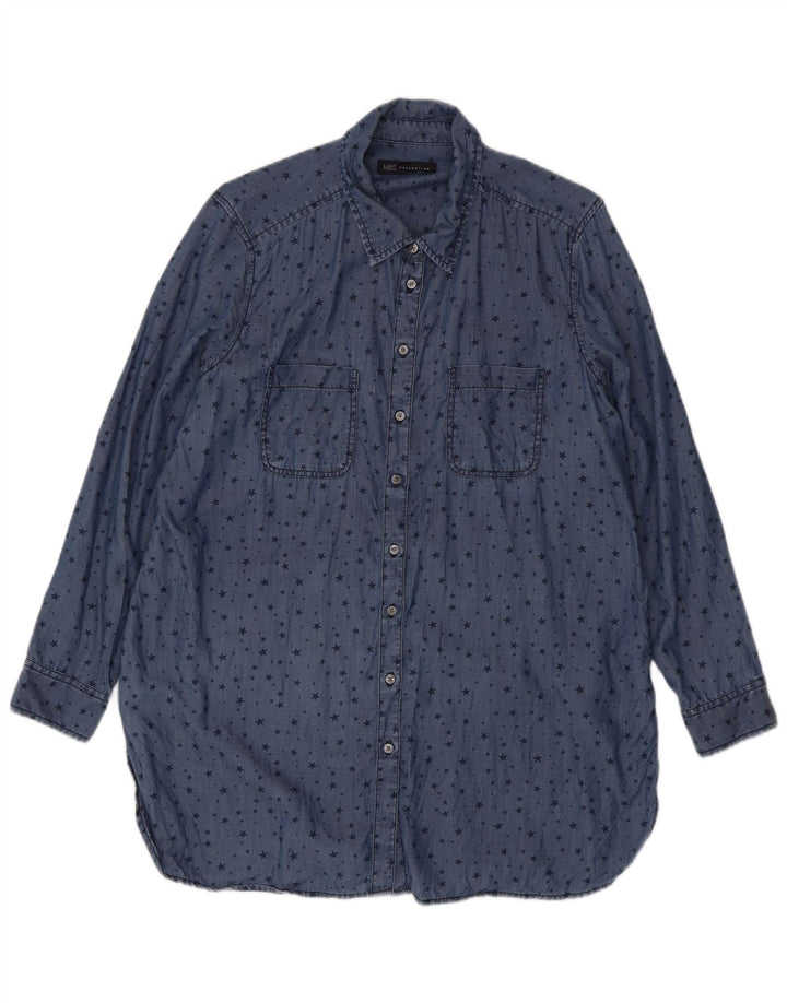 Camicia Marks & Spencer da donna con motivo astratto lungo UK 16 grande blu