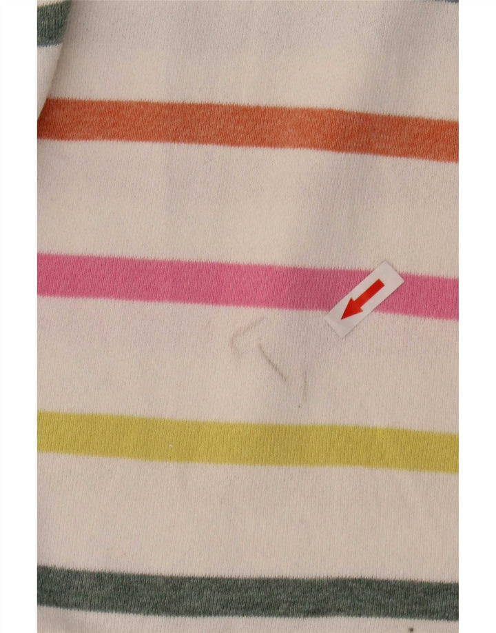 Joules Felpa da Donna con Collo a Bottoni Maglione UK 10 Piccola a Righe Bianche