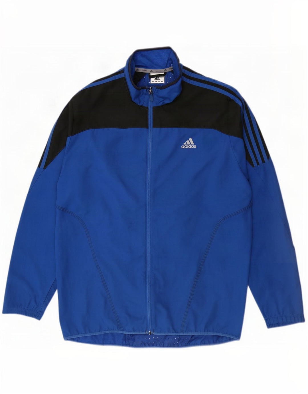 Giacca da ginnastica da uomo Adidas, giacca grande, in poliestere color block blu