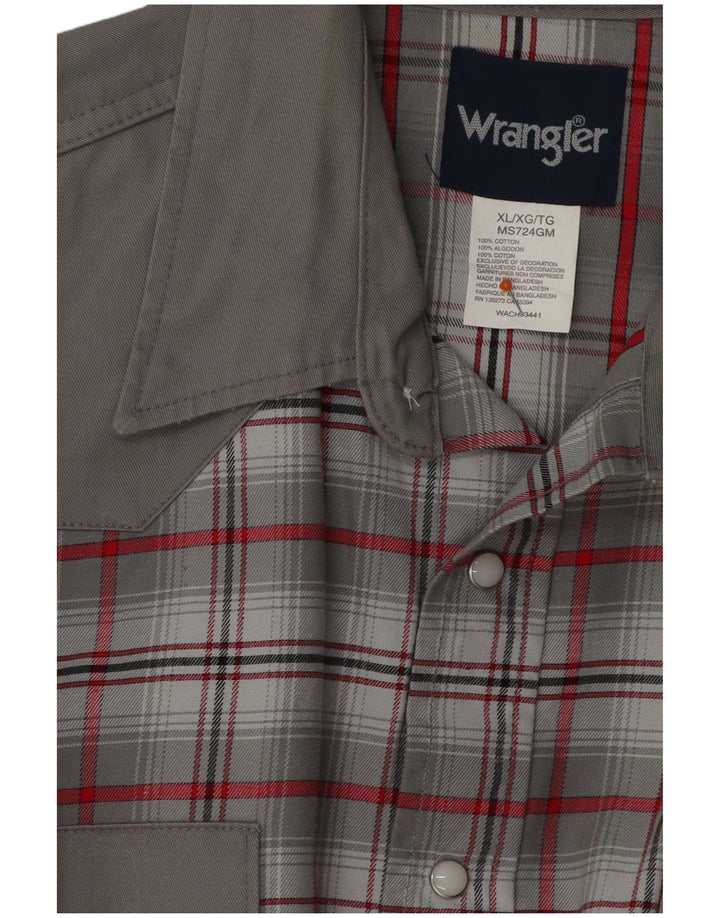 WRANGLER Mens Big & Tall Shirt XL Grey Check Cotton