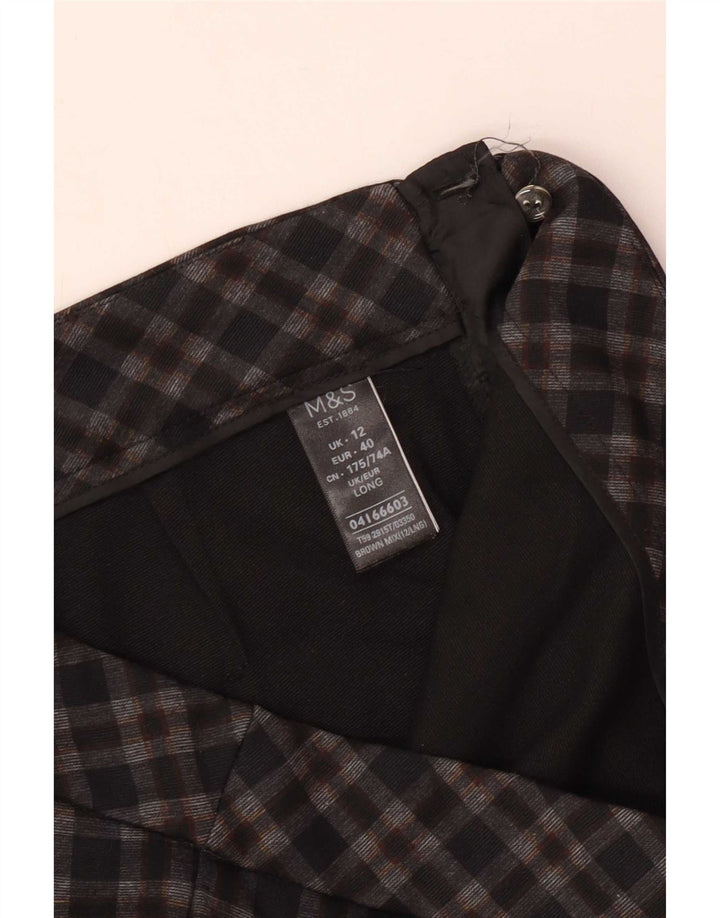 Pantaloni casual da donna Marks & Spencer UK 12 medi W30 L29 quadri marroni