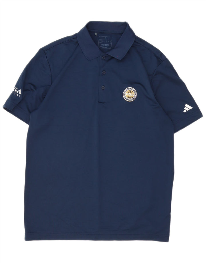 Polo Adidas da uomo piccola in poliestere blu navy