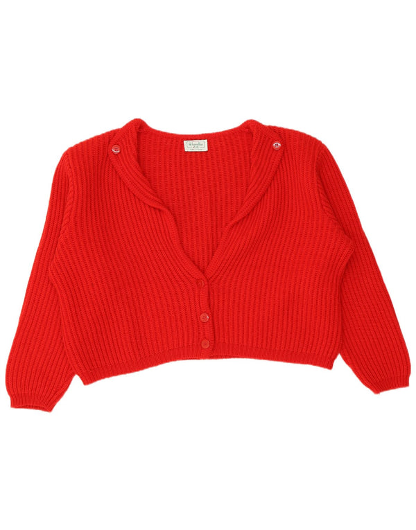 Maglione cardigan oversize corto da donna Benetton IT 48 XL rosso lana