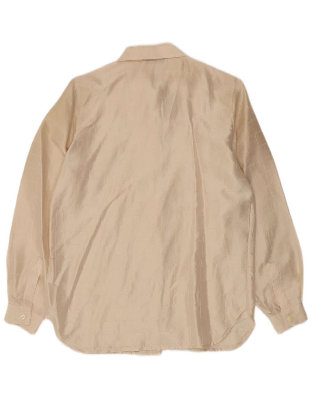 Camicetta camicia vintage da donna UK 14 a quadri beige medio