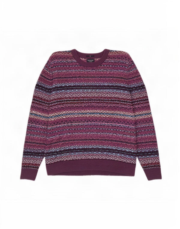 Maglione maglione girocollo da uomo Abercrombie & Fitch XL viola Fair Isle nylon