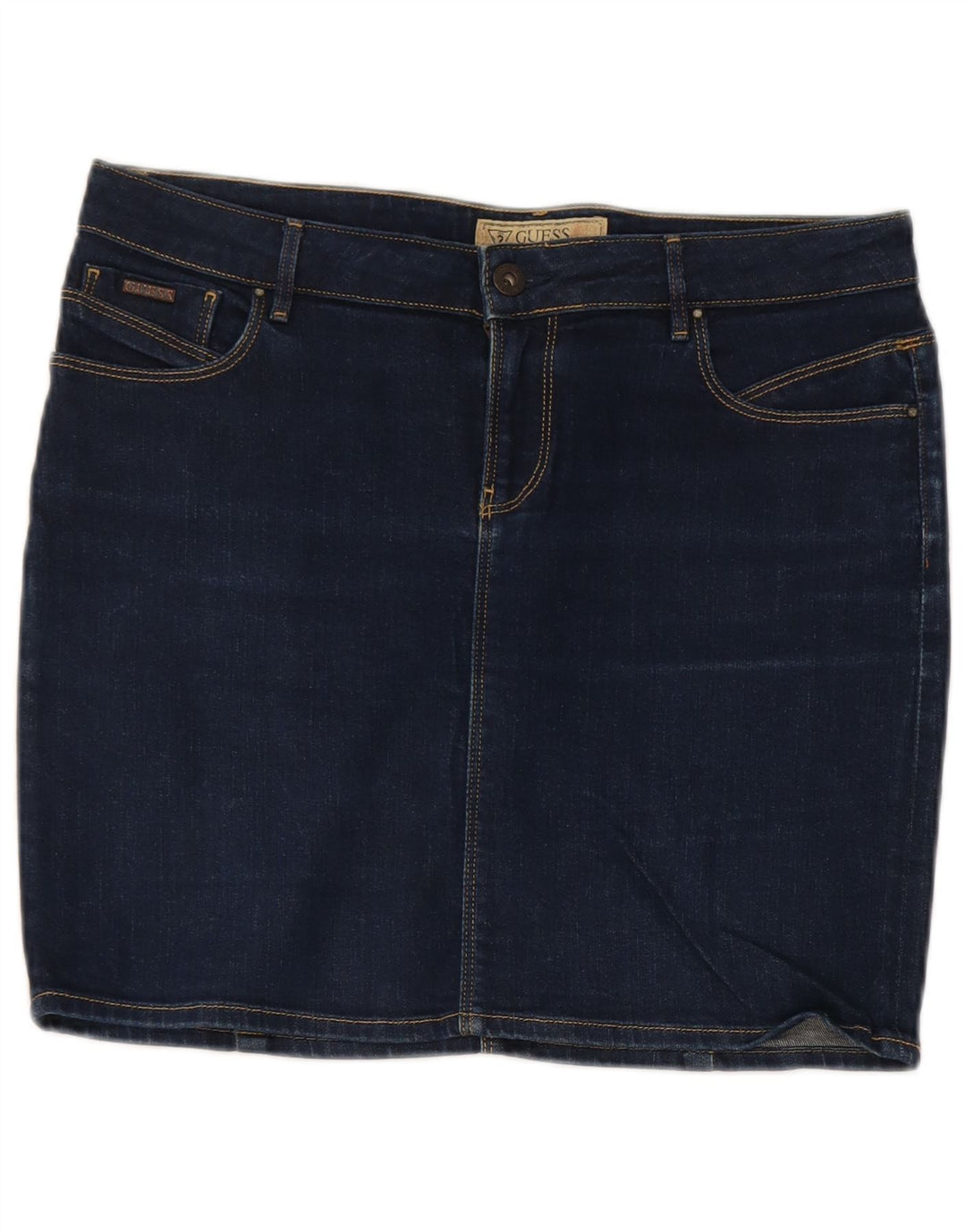 Mini gonna di jeans da donna Guess W29 in cotone blu medio