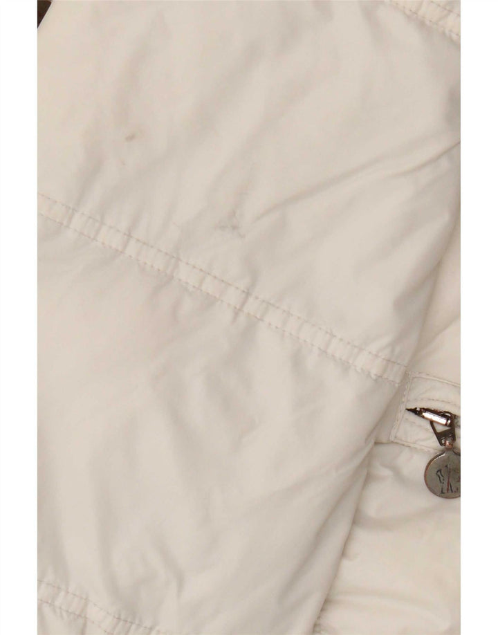 Giacca imbottita con grafica Moncler per ragazze 9-10 anni in poliammide color block bianco