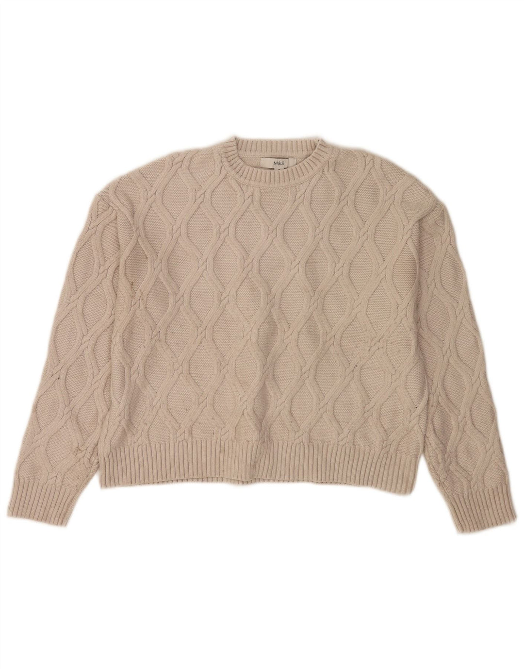 Maglione girocollo corto da donna Marks & Spencer UK 14 Beige medio
