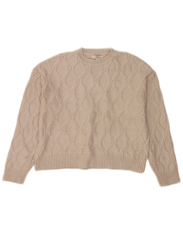 Maglione girocollo corto da donna Marks & Spencer UK 14 Beige medio