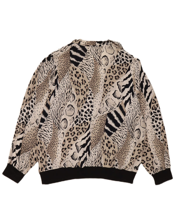 Vintage Womens Long Sleeve Blouse Top IT 44 Medium Black Animal Print