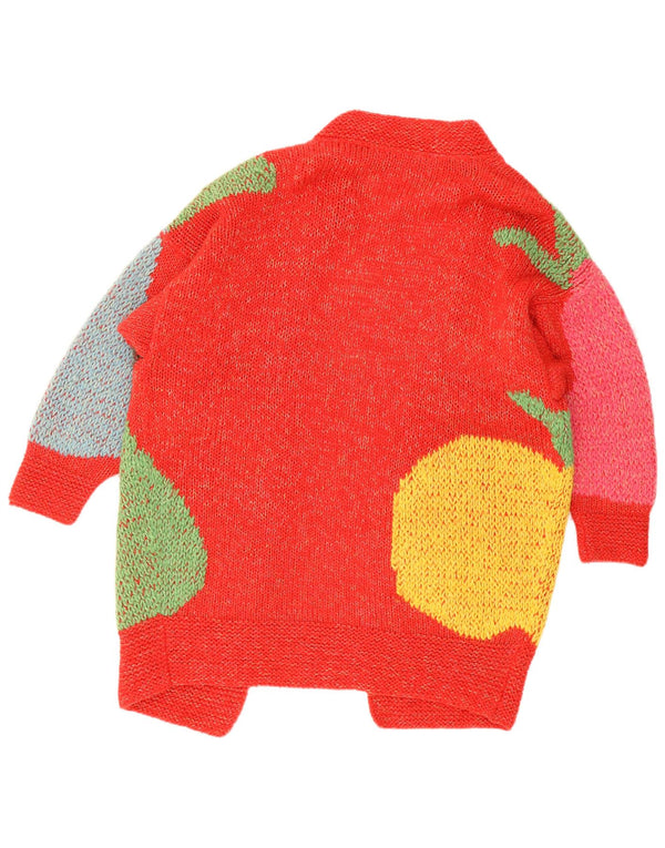 Enrico Coveri Maglione cardigan con grafica lunga da donna UK 14 Large Rosso