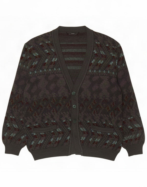 Maglione cardigan da uomo vintage grande grigio