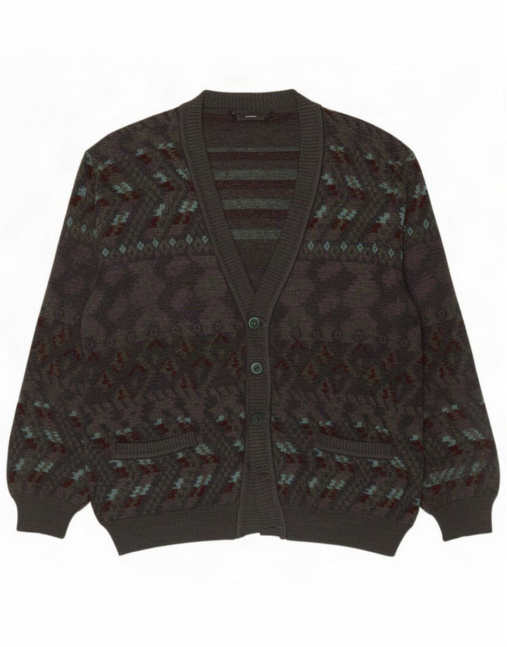 Maglione cardigan da uomo vintage grande grigio