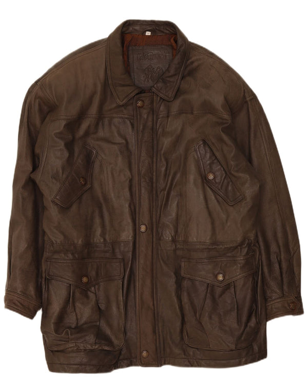 Cappotto in pelle da uomo Mc Percy UK 56 3XL Cachi