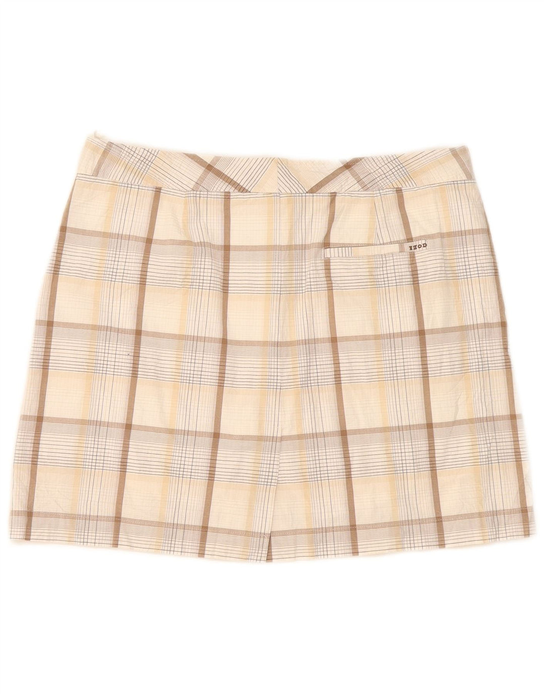 Minigonna elasticizzata da donna Izod US 8 media W32 cotone a quadri beige