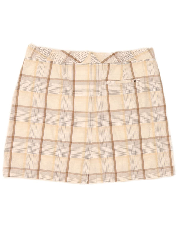 Minigonna elasticizzata da donna Izod US 8 media W32 cotone a quadri beige