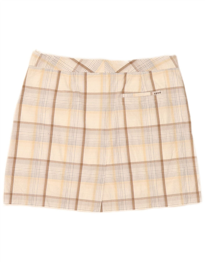 Minigonna elasticizzata da donna Izod US 8 media W32 cotone a quadri beige