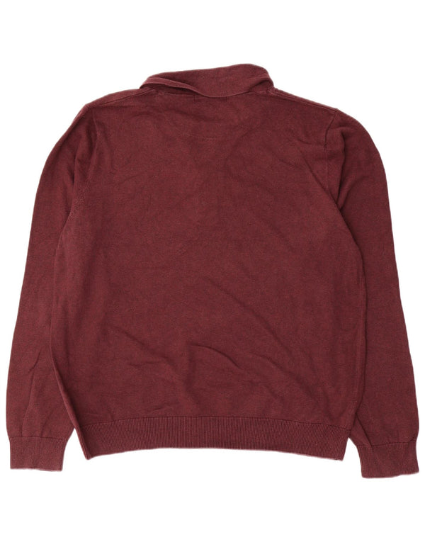 Marks & Spencer Mens Shawl Neck Jumper Sweater Large Burgundy Cotton