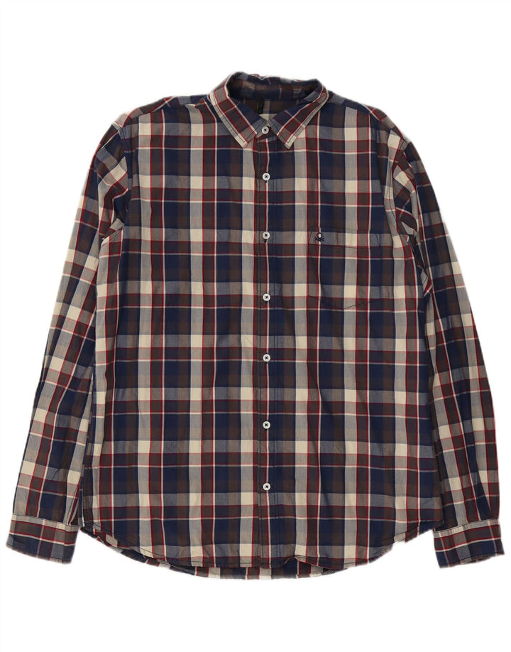 Camicia Benetton Uomo XL Cotone Check Multicolor