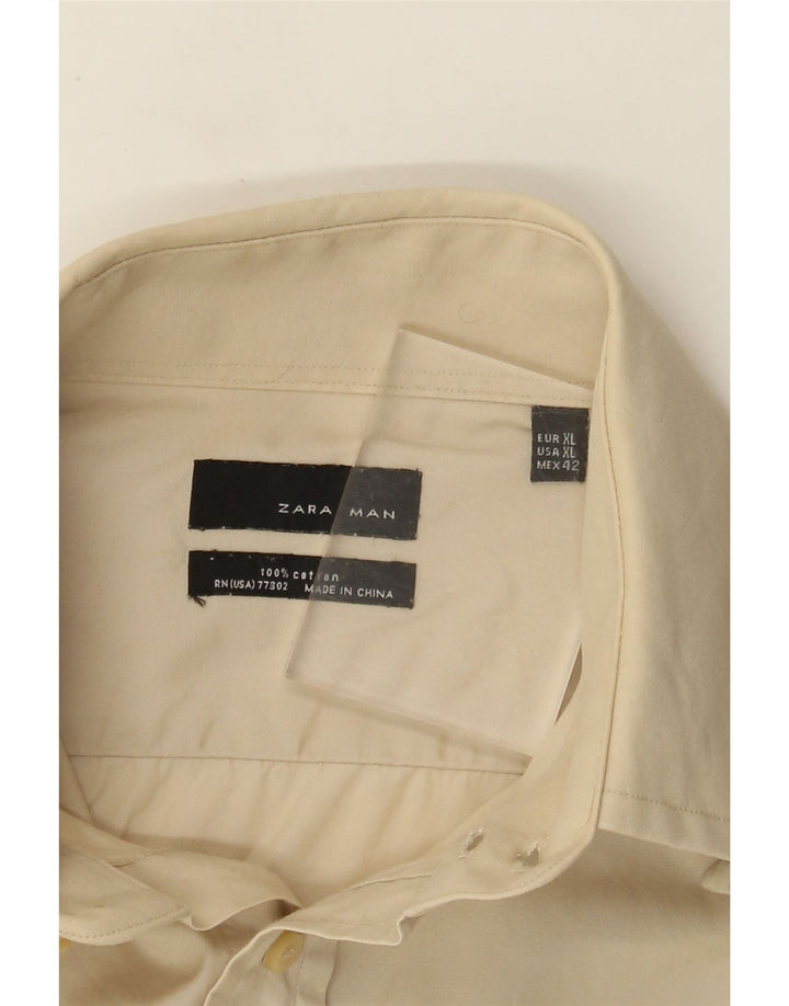 Camicia Zara Uomo XL Cotone Beige