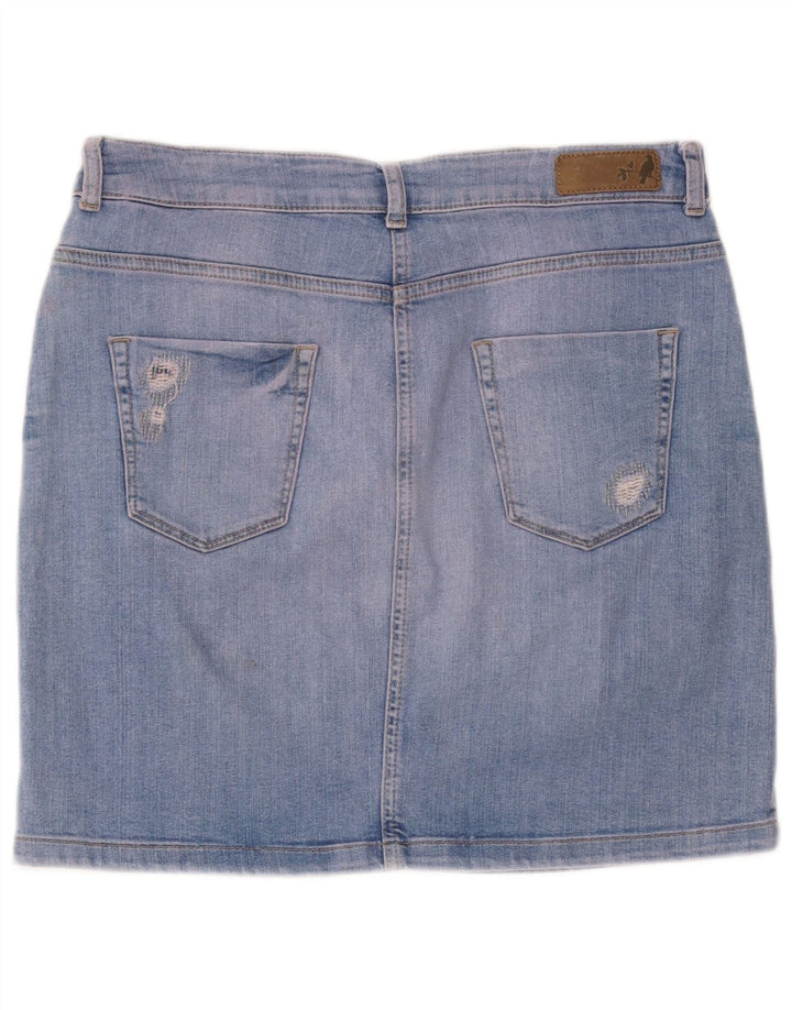 Gonna in denim effetto invecchiato Marks & Spencer da donna UK 12 medio W32 blu