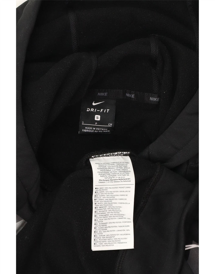 NIKE Mens Dri Fit Graphic Hoodie Jumper Small Black Camouflage Polyester