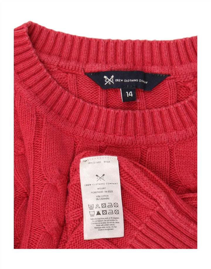 CREW CLOTHING Maglione maglione girocollo da donna UK 14 Grande cotone rosso
