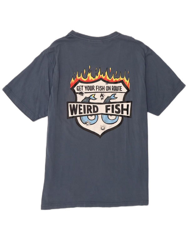T-shirt grafica da uomo Weird Fish Top XL in cotone blu