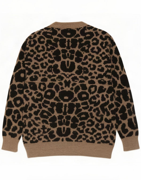 Topshop Maglione cardigan oversize da donna UK 10 Stampa animalier beige piccola