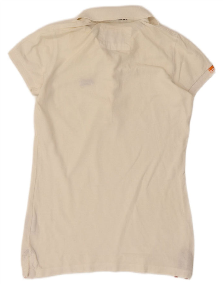 Polo da donna Superdry UK 12 cotone bianco sporco medio