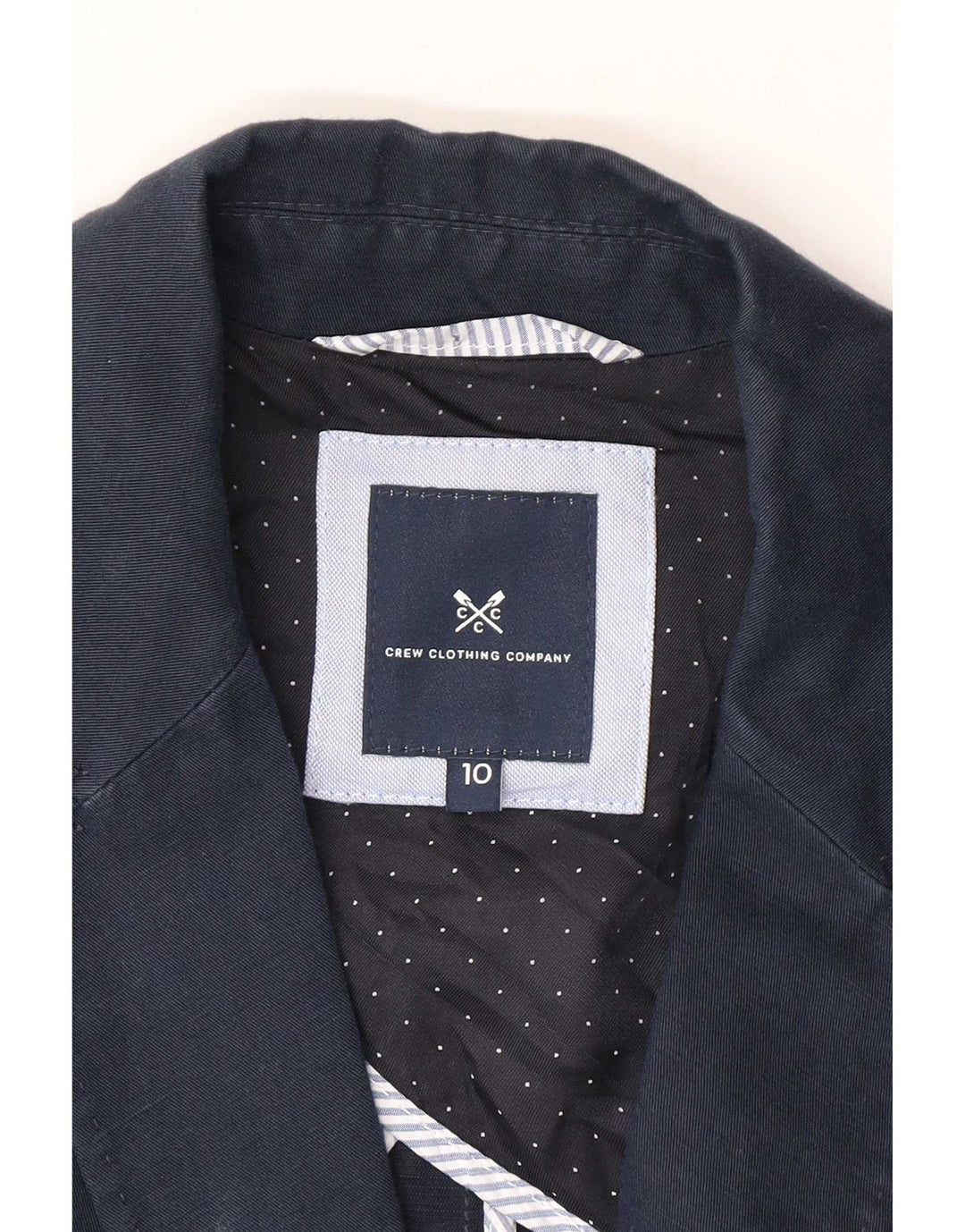 Crew Clothing Giacca blazer da donna a 2 bottoni UK 10 piccola in lino blu navy