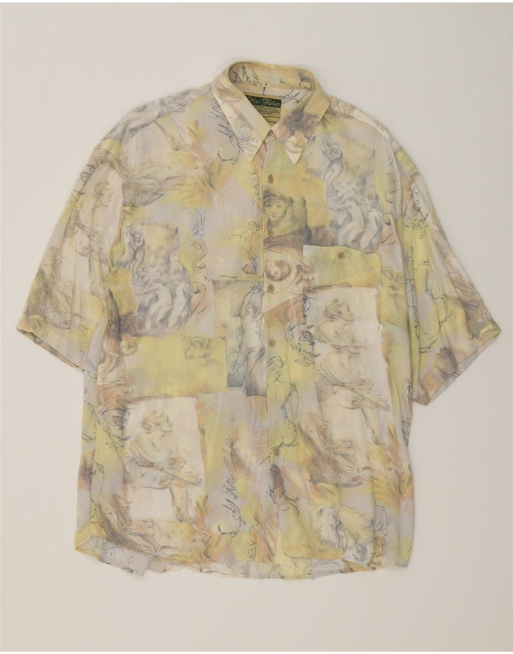 MAC FASHION Camicia Uomo Manica Corta Viscosa Patchwork Media Multicolore