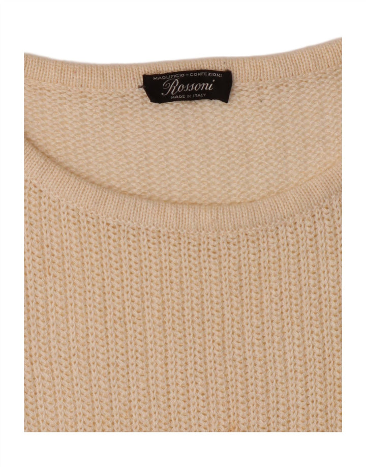 VINTAGE Womens Crew Neck Jumper Sweater UK 14 Medium Off White Vintage Vintage and Second-Hand Vintage from Messina Hembry 