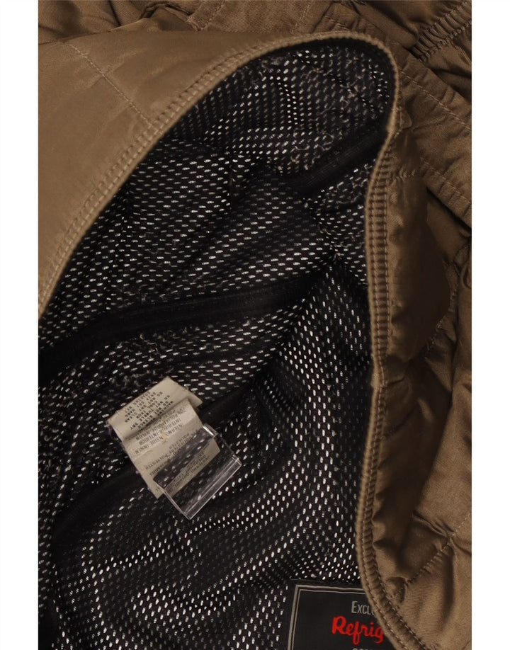 Giacca trapuntata con cappuccio da donna Refrigiwear UK 14 Poliammide marrone medio