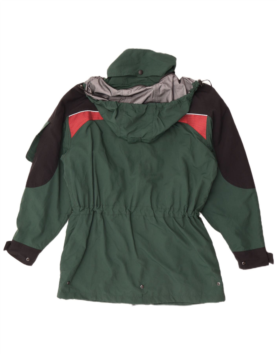 Giacca antipioggia vintage da uomo con cappuccio UK 40 grande verde in poliammide