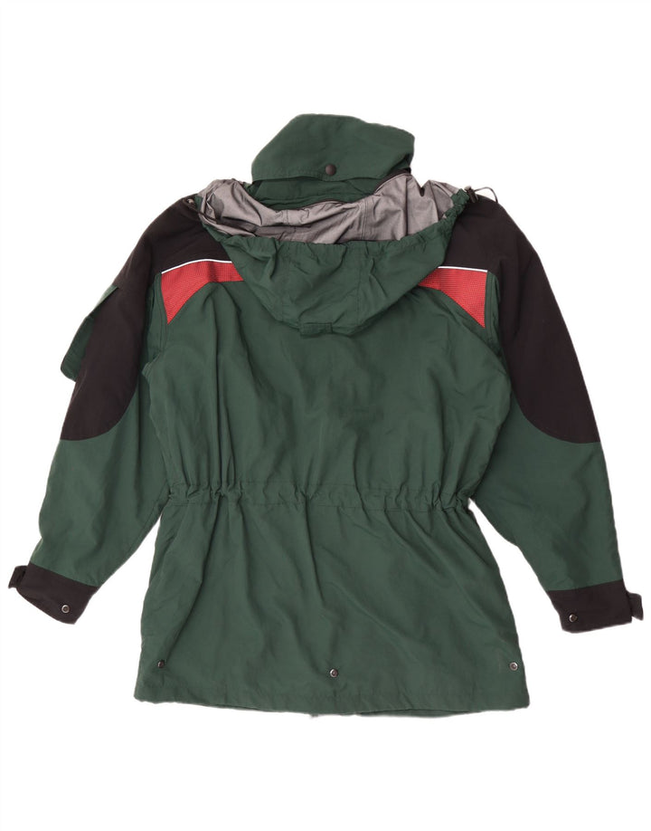Giacca antipioggia vintage da uomo con cappuccio UK 40 grande verde in poliammide