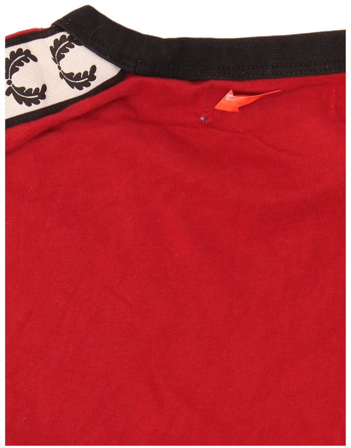 FRED PERRY Mens Graphic T-Shirt Top Small Red Cotton