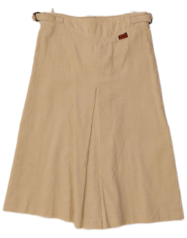 Gonna vintage in velluto a coste da donna W26 piccola bianco sporco