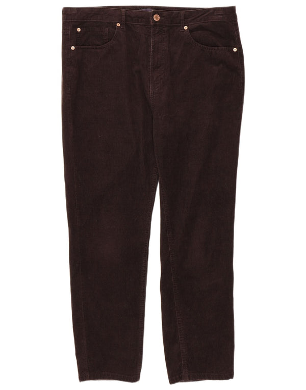 Pantaloni slim in velluto a coste da donna Marks & Spencer UK 18 XL W36 L28 Cotone marrone