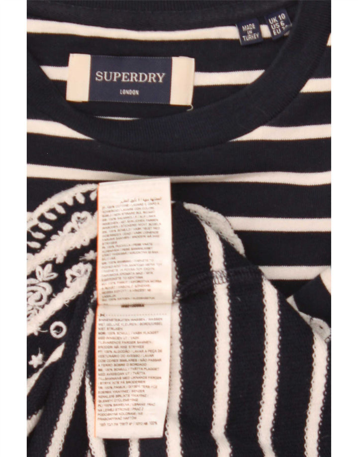 Top oversize da donna a maniche lunghe Superdry UK 10 Small Blu Navy a righe