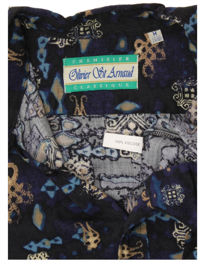 Camicia da uomo con motivo astratto VINTAGE taglia 39/40 medio blu navy