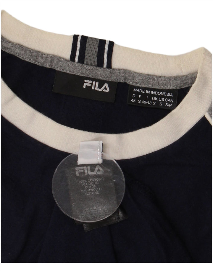 T-shirt Fila da uomo Top Small in cotone color block blu navy