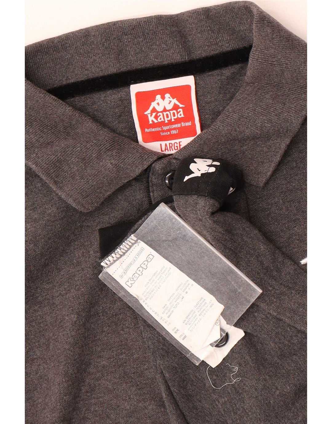 Polo grafica da uomo Kappa grande in cotone color block grigio
