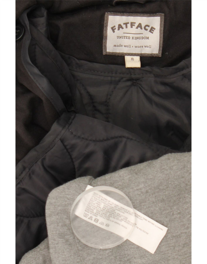 Giacca Parka con cappuccio da donna Fat Face UK 8 piccola in cotone nero